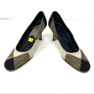 JOAN & DAVID suede patchwork heels, size 9